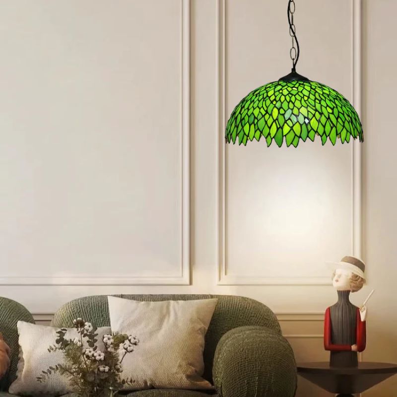 Tiffany Retro Rotondo Colorato Lampade a sospensione Vetro Soggiorno/Bar