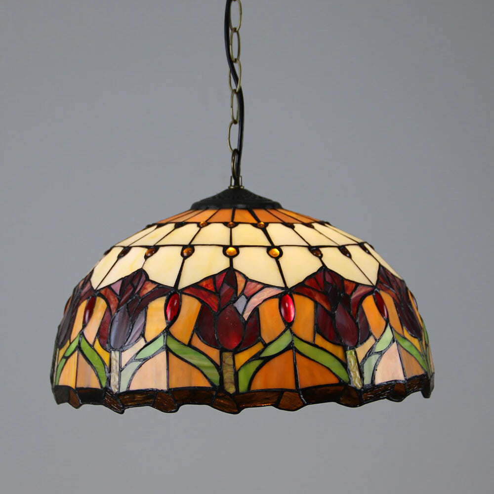 Tiffany Retro Rotondo Colorato Lampade a sospensione Vetro Soggiorno/Bar