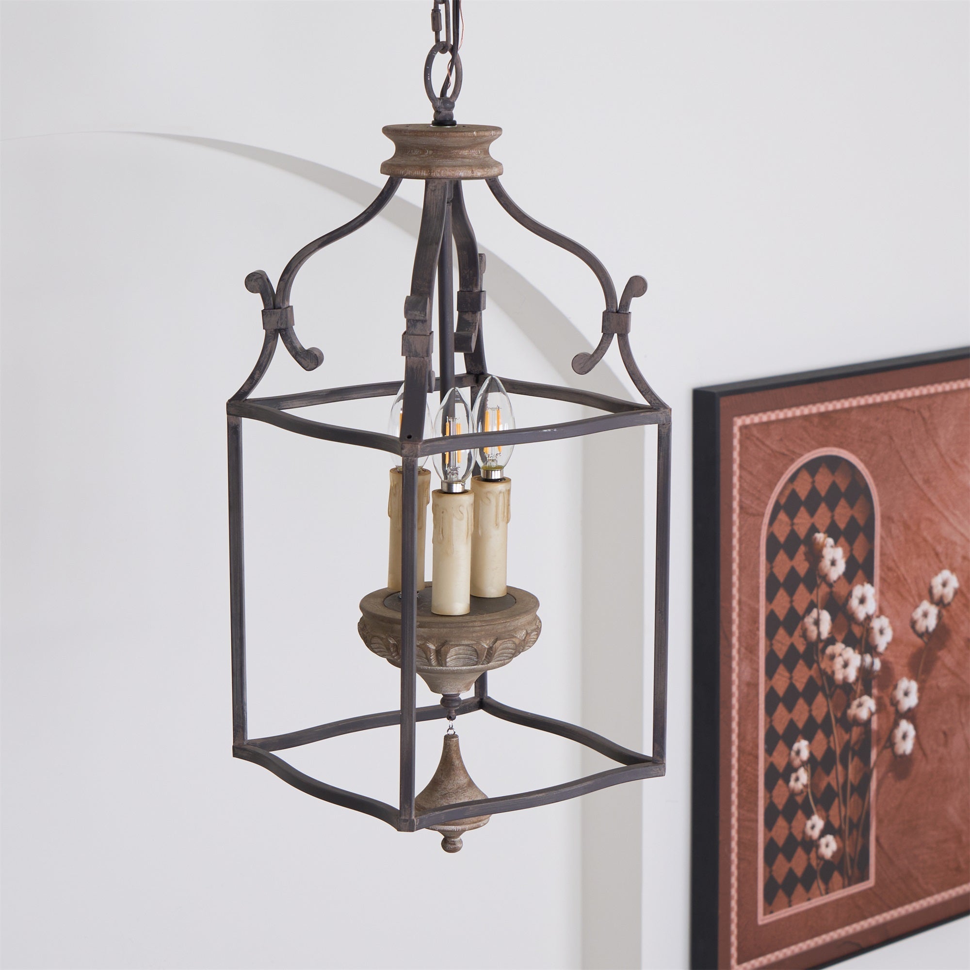 Alirora Traditional Birdcage Hand-carved wooden Chandelier - Lamp Copper