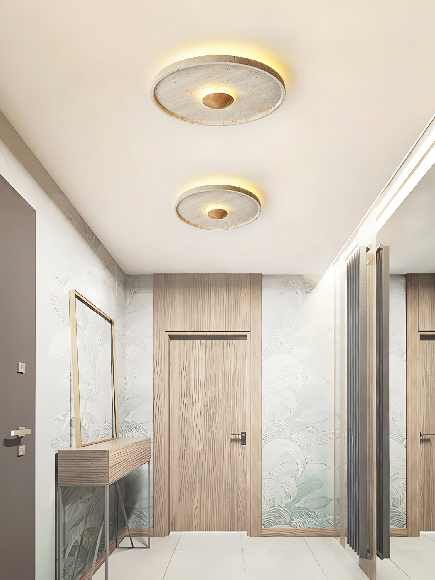 Lumiround Disc Inset Travertine Ceiling Light - Neutralighting