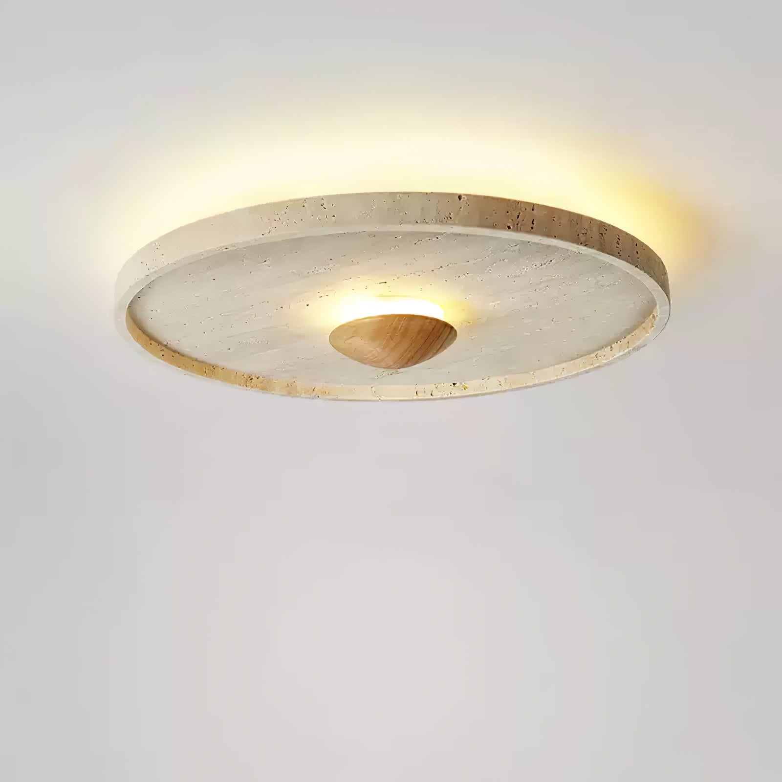 Lumiround Disc Inset Travertine Ceiling Light - Neutralighting