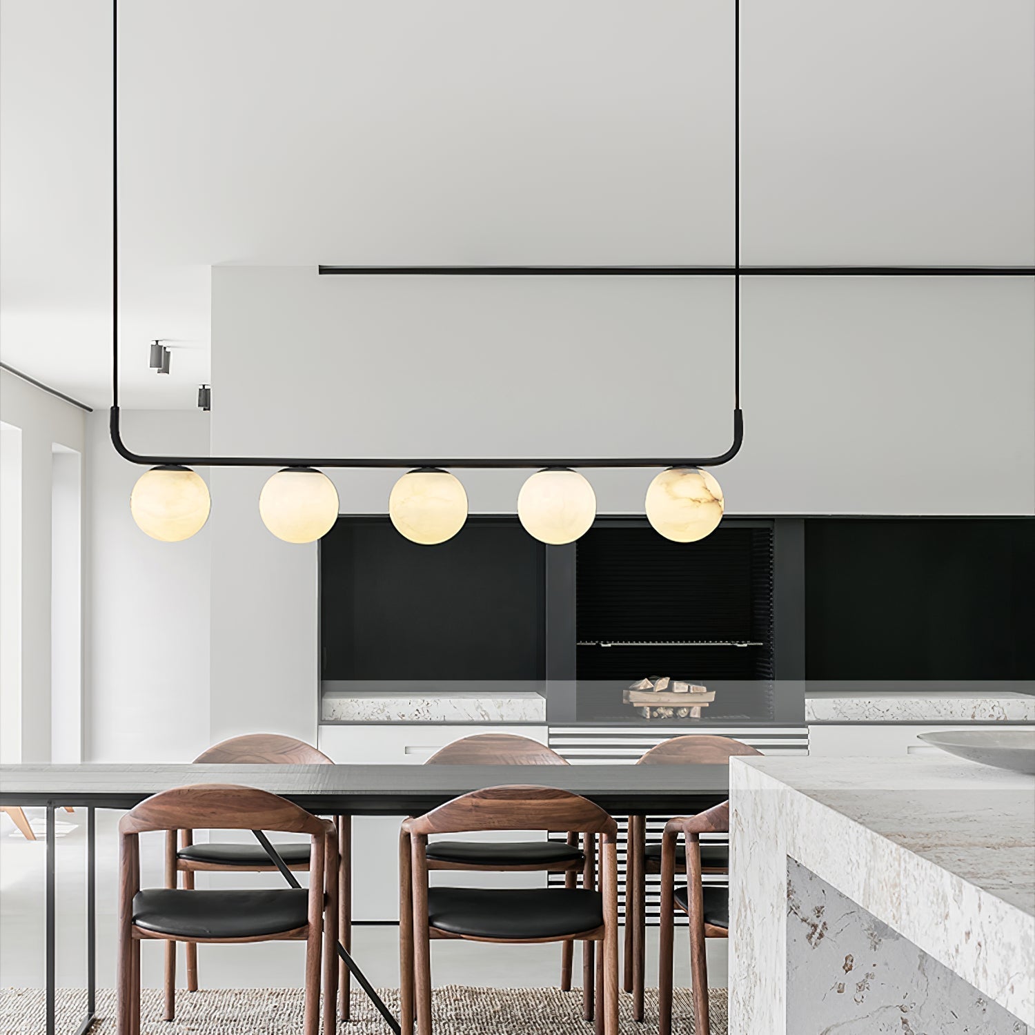Eloryra Modern Minimalist Suspension Alabaster Pendant Lamp - Lamp Copper