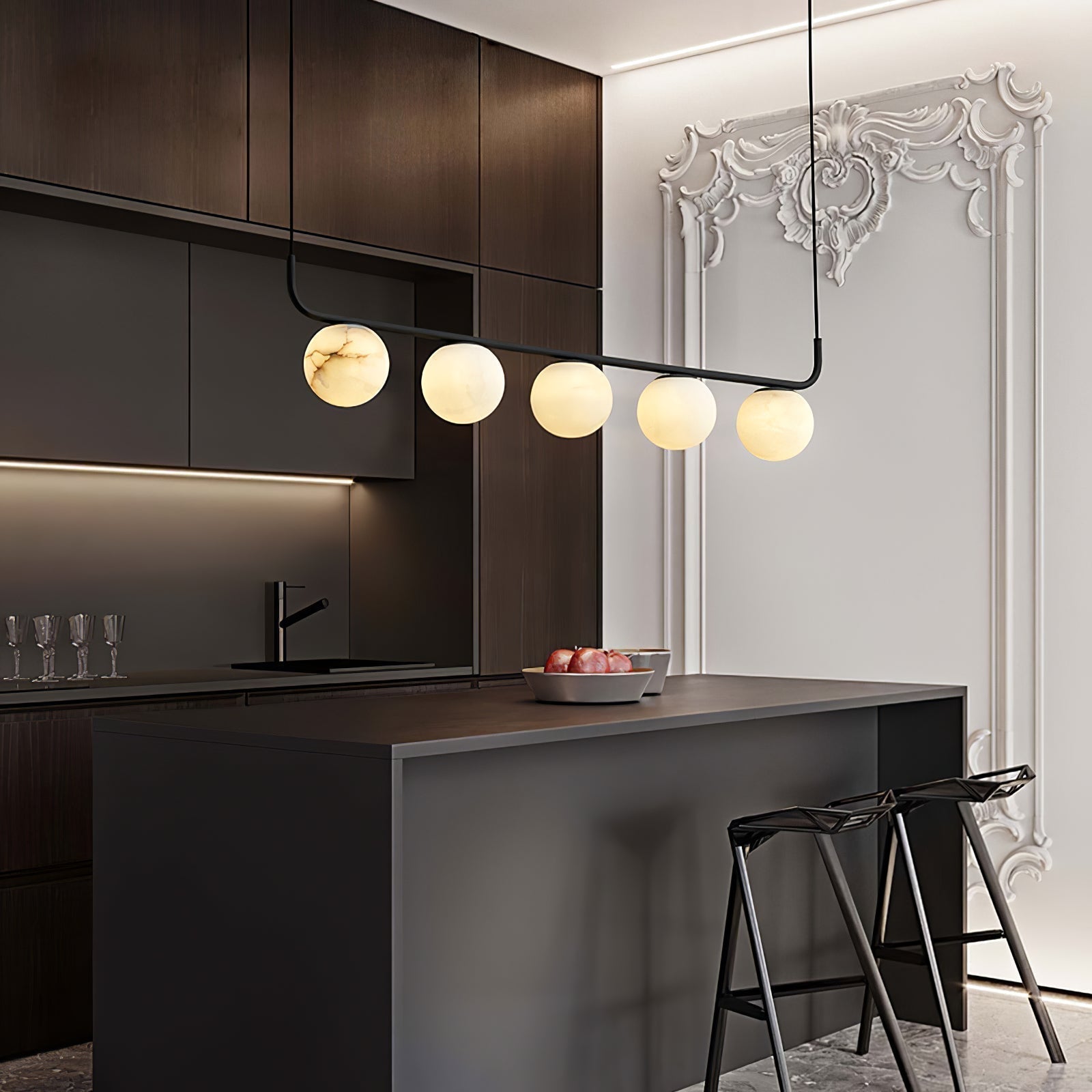 Eloryra Modern Minimalist Suspension Alabaster Pendant Lamp - Lamp Copper