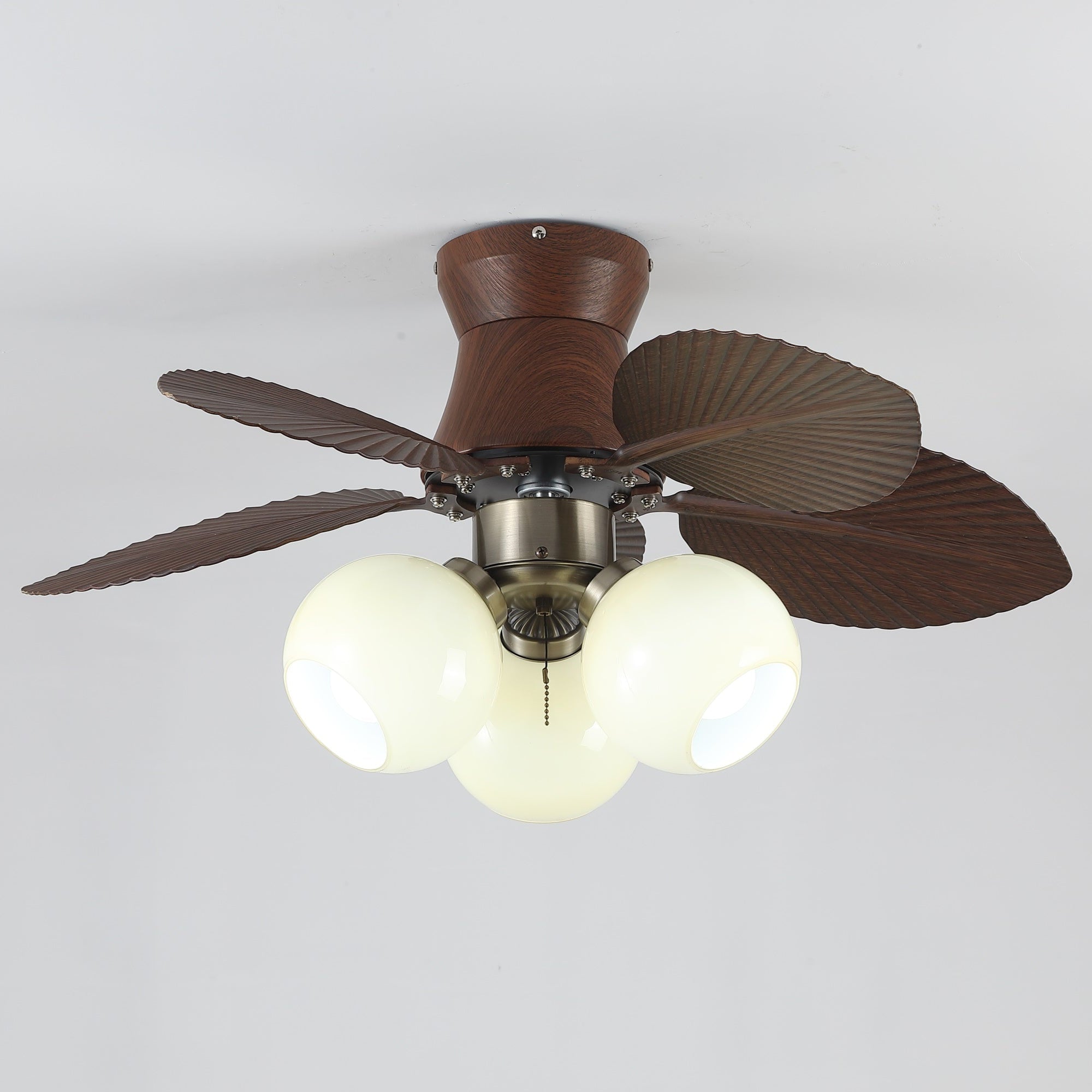 Ventilatore da soffitto con luce Walden Oak con sovrapposizione delle dimensioni (Diametro 80cm)