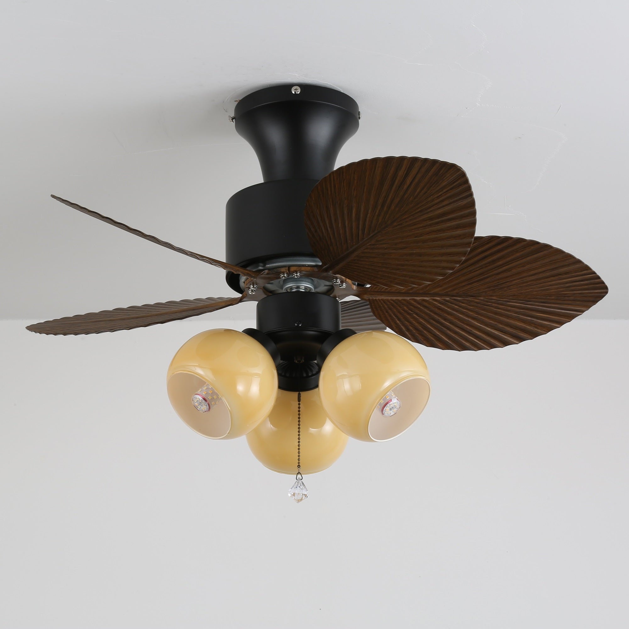 Ventilatore da soffitto con luce Marvella in legno vintage