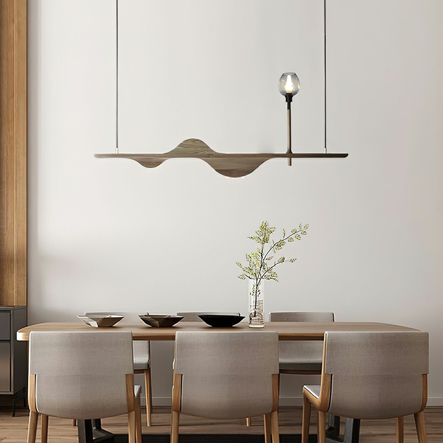 Cushais Wave Wood Pendant Light - Blowlighting