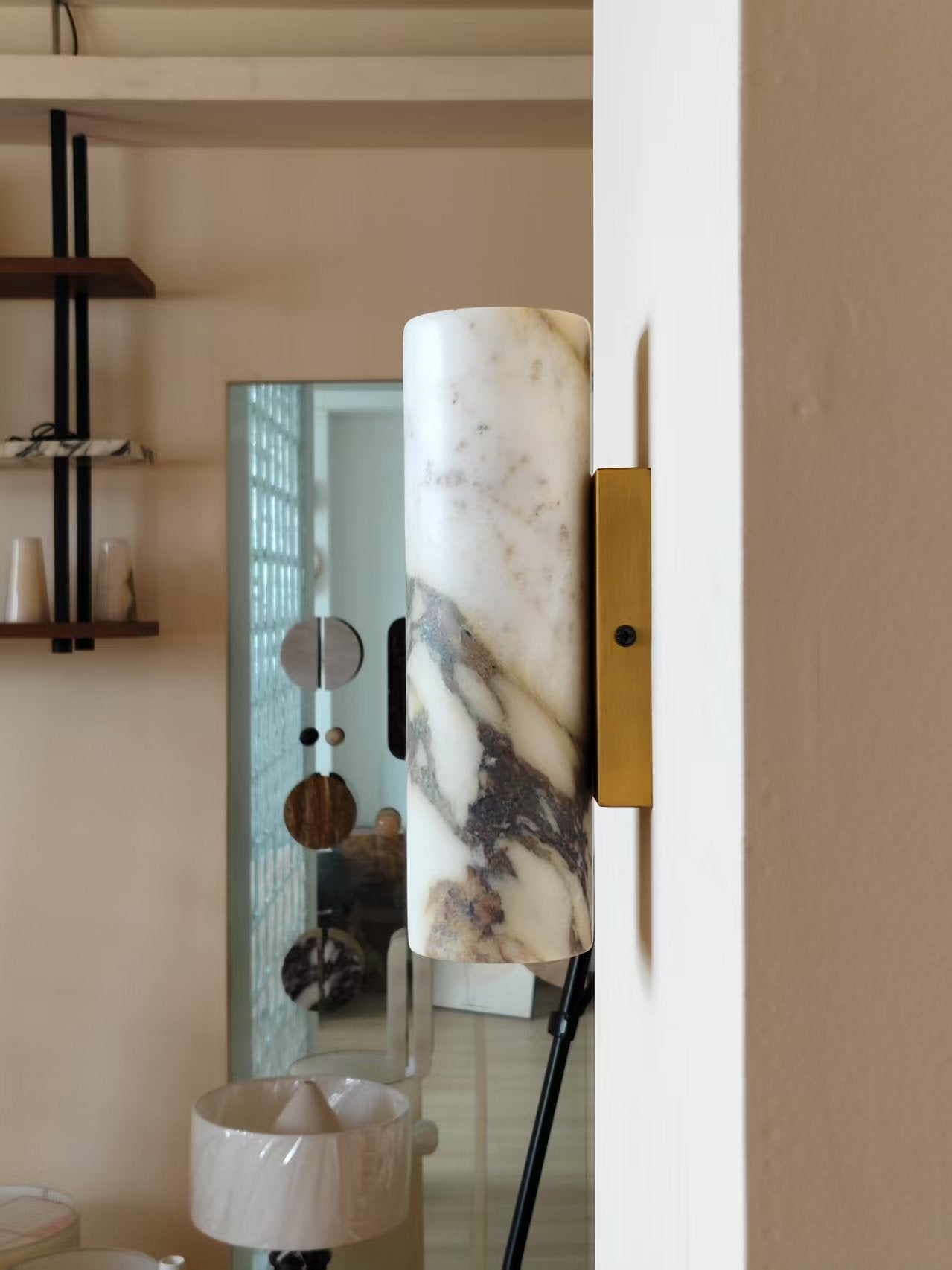 Tubular Modern Minimalist Marble Metal Wall Lamp - Lamp Copper