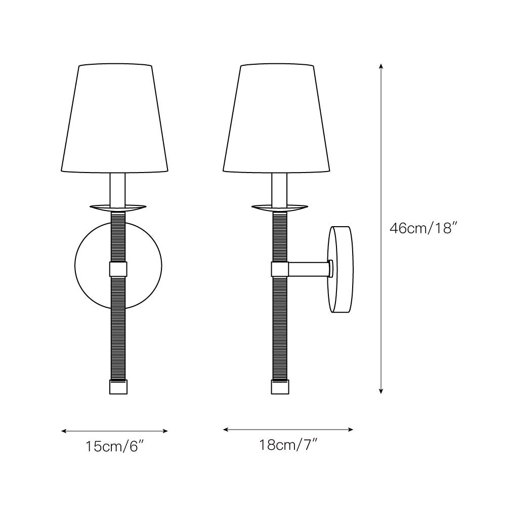 Conoror Elegance Vintage Brass Fabric Wall Lamp - Lamp Copper