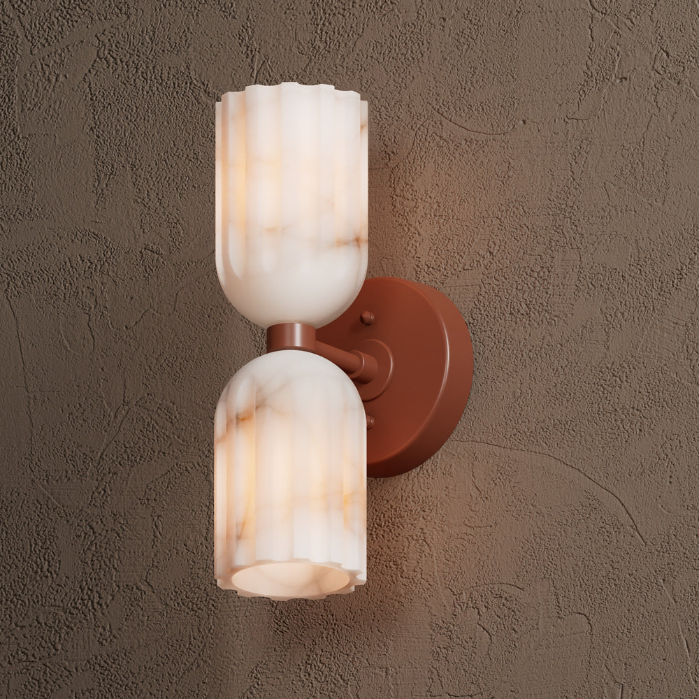 Uraeeth Modern Minimalist Double Brass Alabaster Wall Lamp - Lamp Copper