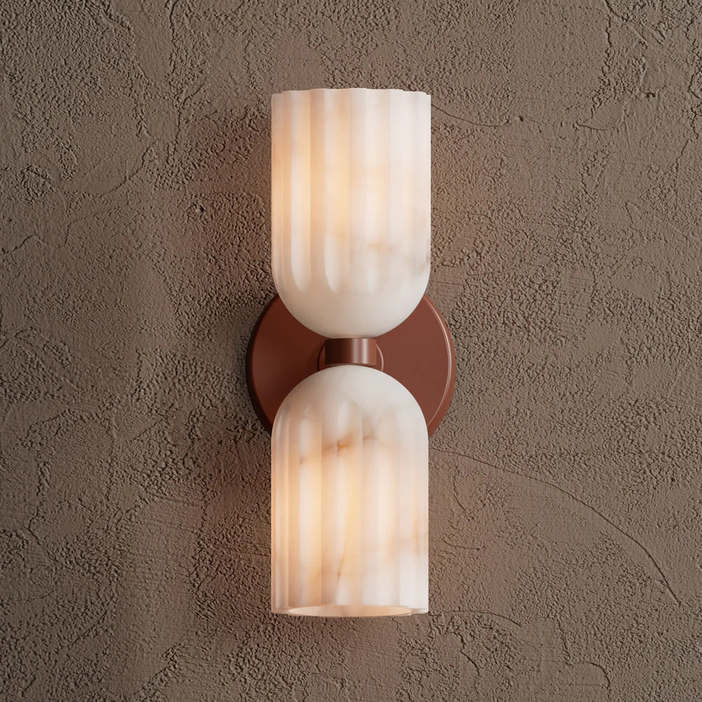Uraeeth Modern Minimalist Double Brass Alabaster Wall Lamp - Lamp Copper