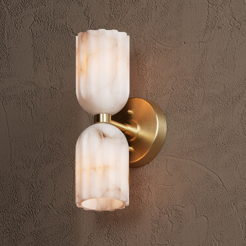 Uraeeth Modern Minimalist Double Brass Alabaster Wall Lamp - Lamp Copper