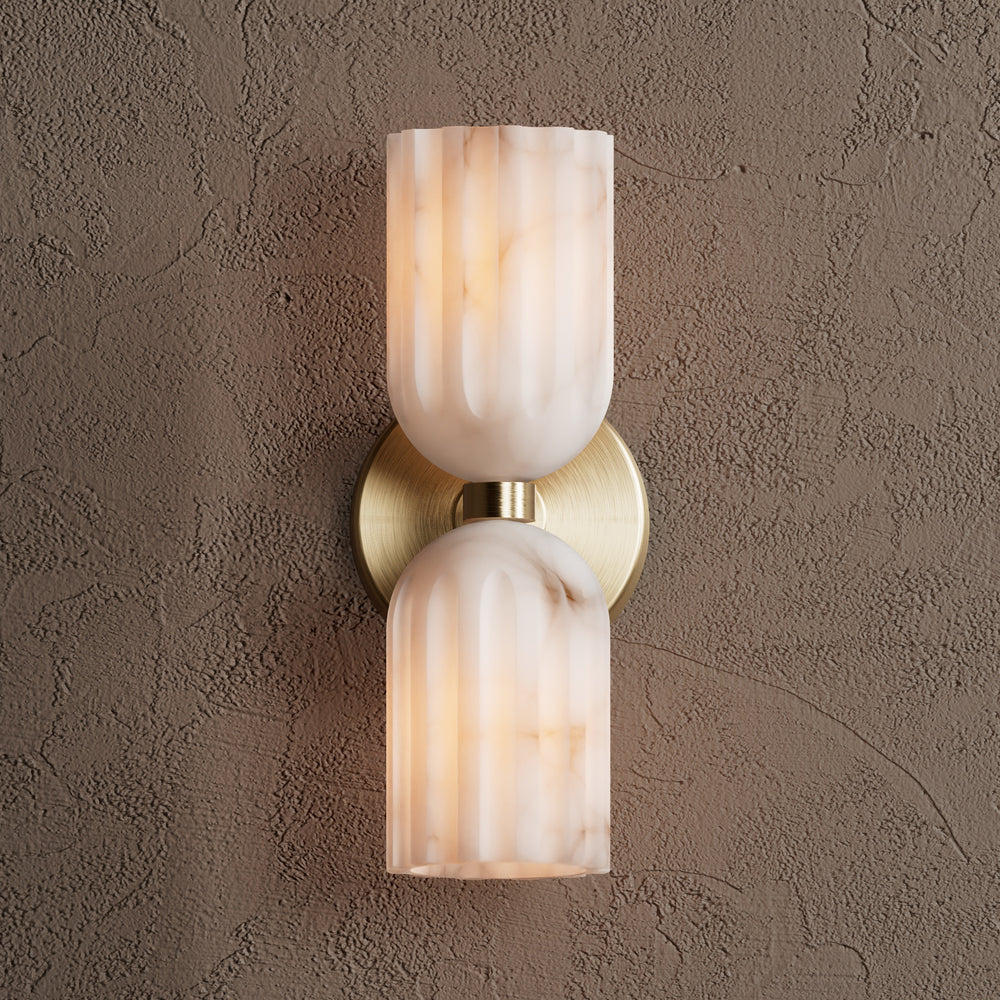Uraeeth Modern Minimalist Double Brass Alabaster Wall Lamp - Lamp Copper