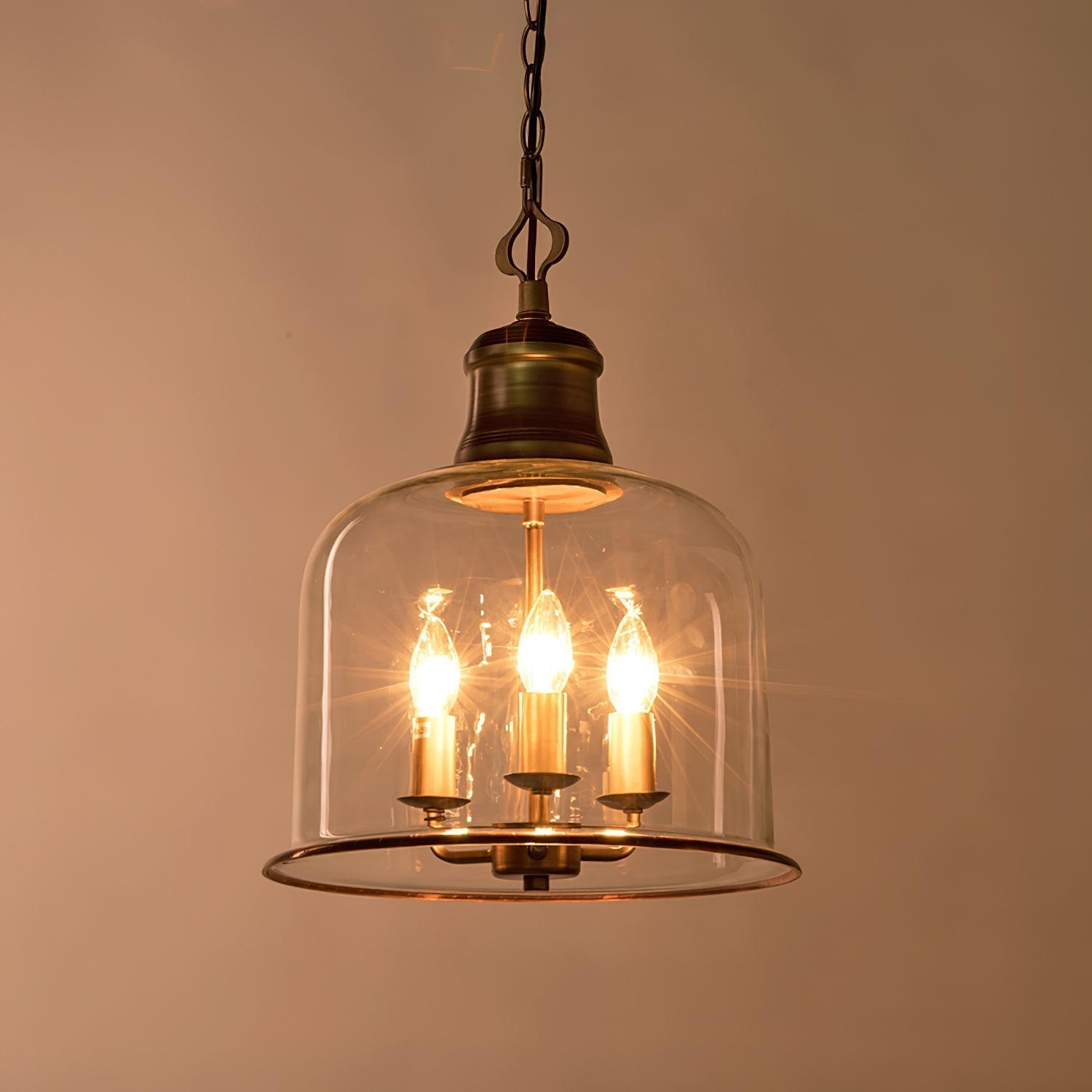 Sysolion Vintage Elegance Metal Glass Pendant Lamp - Lamp Copper
