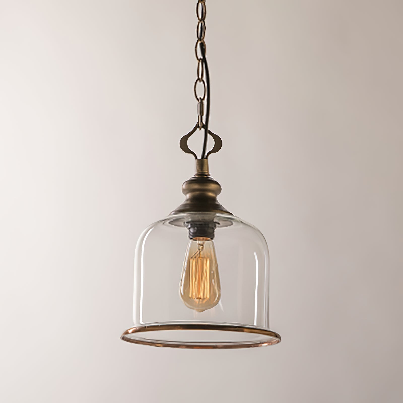 Sysolion Vintage Elegance Metal Glass Pendant Lamp - Lamp Copper