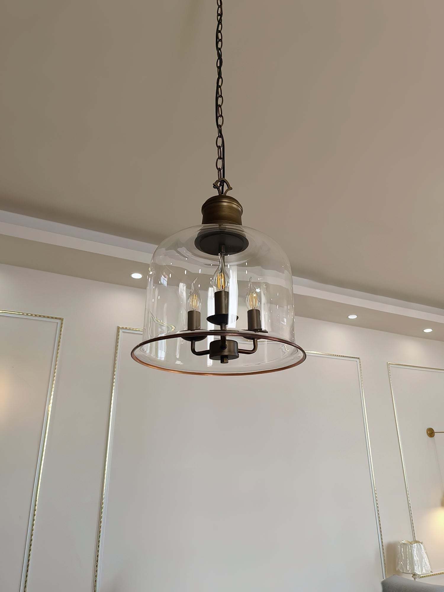 Sysolion Vintage Elegance Metal Glass Pendant Lamp - Lamp Copper