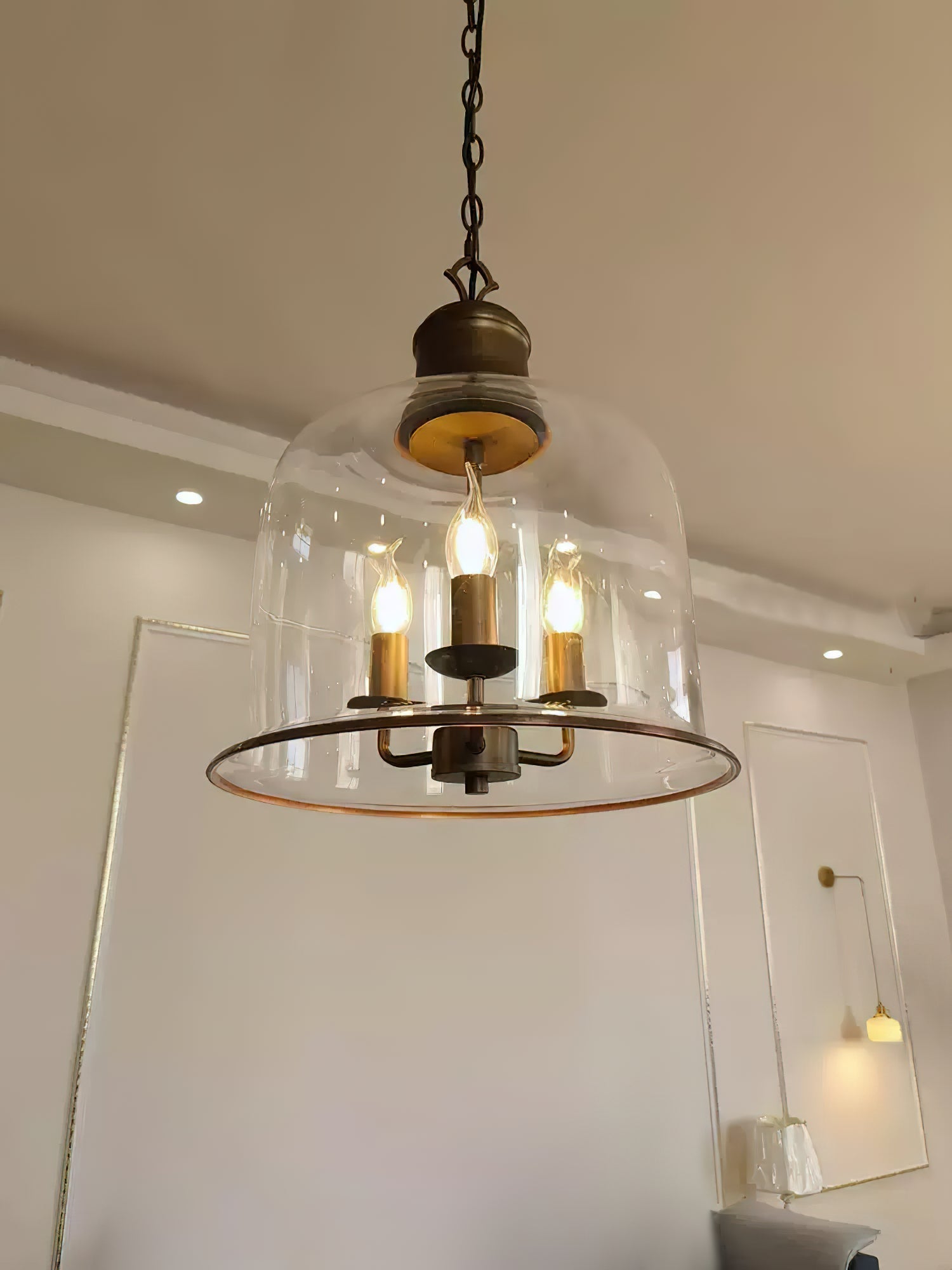 Sysolion Vintage Elegance Metal Glass Pendant Lamp - Lamp Copper