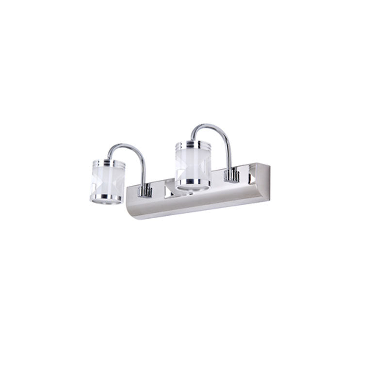 Arisha Moderni Design LED Applique Cilindrico Impermeabile Piccolo Argento Metallo Bagno