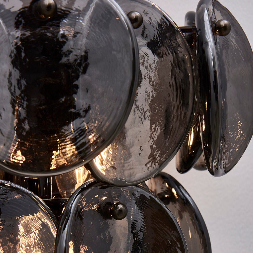 Aurora Wall Lamp Amber Glass Disc Fish Scale Brass - Neutralighting