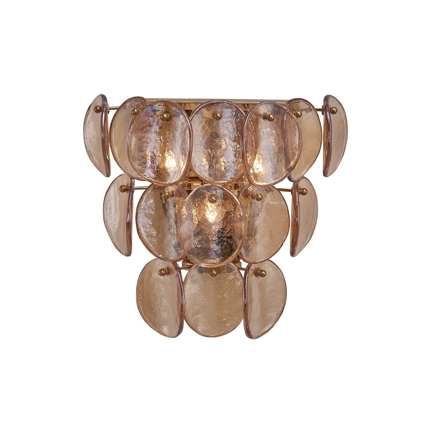 Aurora Wall Lamp Amber Glass Disc Fish Scale Brass - Neutralighting