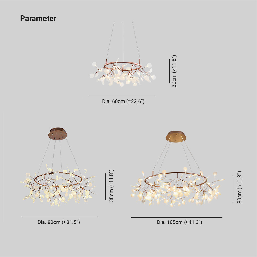 Olivia Unico LED Lampade a Sospensione Rotondo Art D'eco Lucciola Soggiorno/Camera da letto
