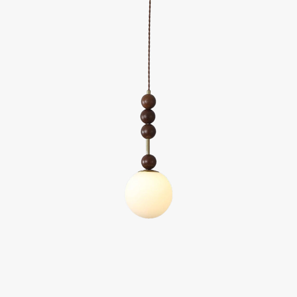 Aria Lampada a Sospensione Globo Vintage con Perle di Legno