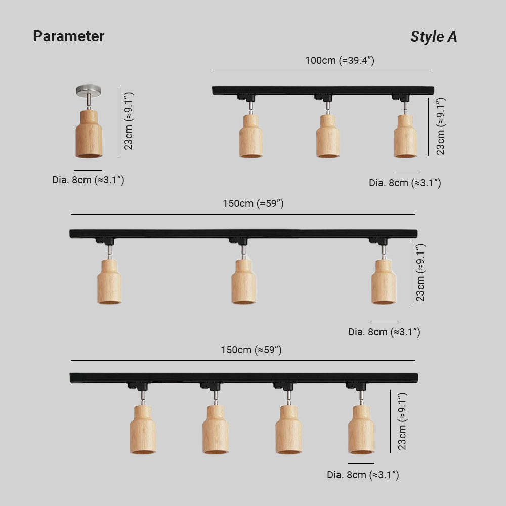 Aim Lampada da Soffitto a Binario in Legno con Faretto