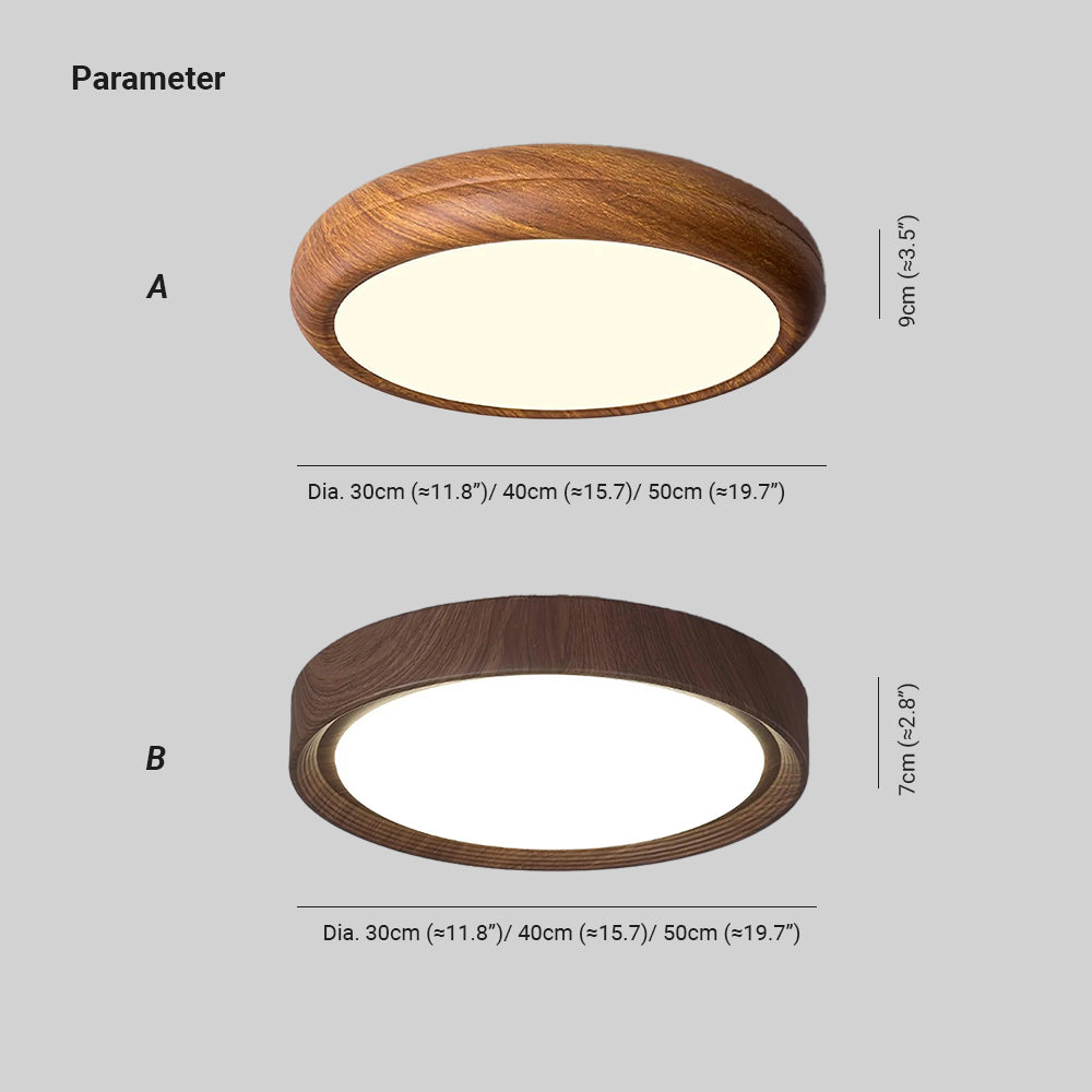 Muto Lampada da Soffitto Rotonda con Finitura Legno