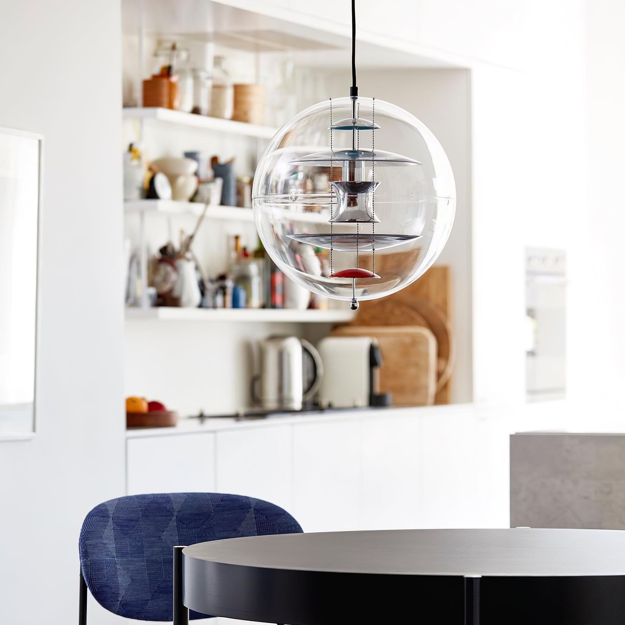 Pendant Lamp Floating Geometric Layers Clear Globe Futuristic Modern - Letslighting