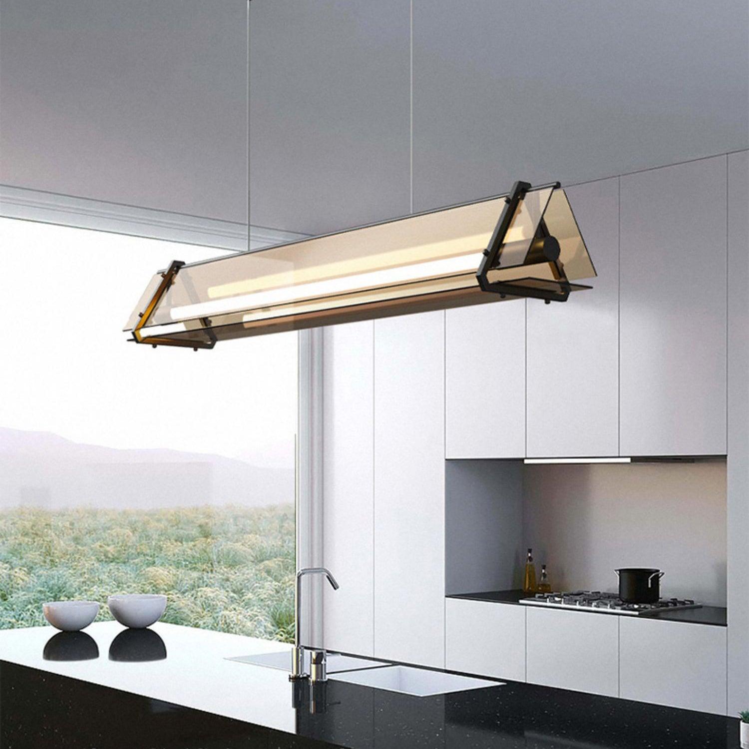 Arisha Industriale Metallo Vetro Triangolo Lampade a Sospensione