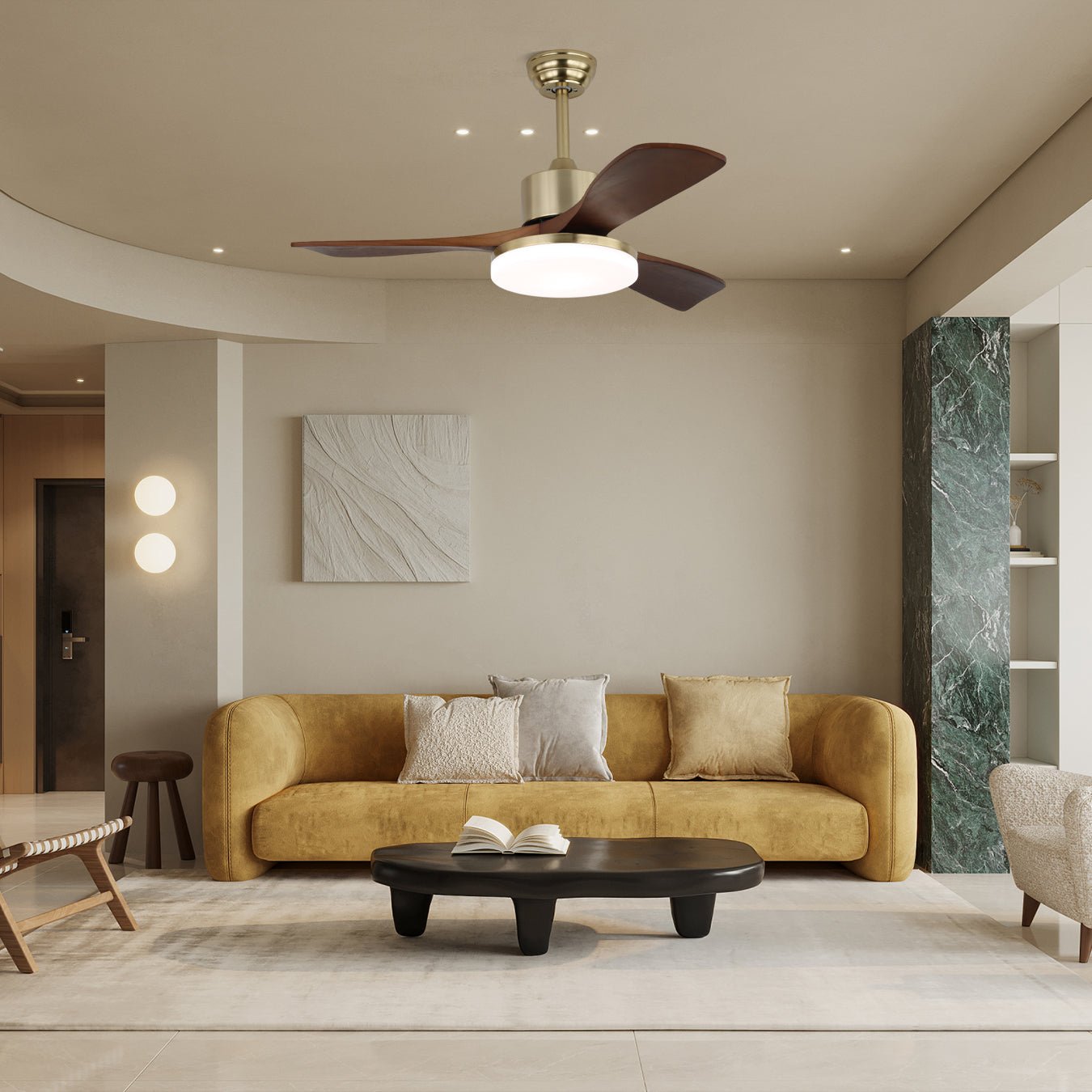 Ventilatore da Soffitto Selora con pale in legno e LED integrato