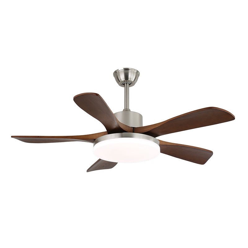 Elara Ventilatore da Soffitto Moderno in Ottone e Legno con Luce