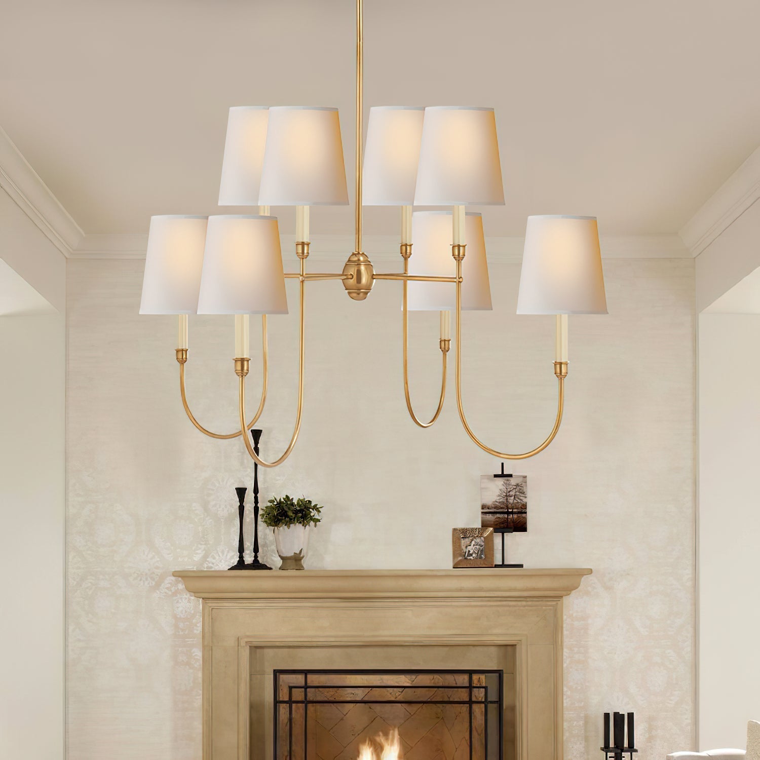 Silva Lampadario di Lusso in Ottone e Tessuto