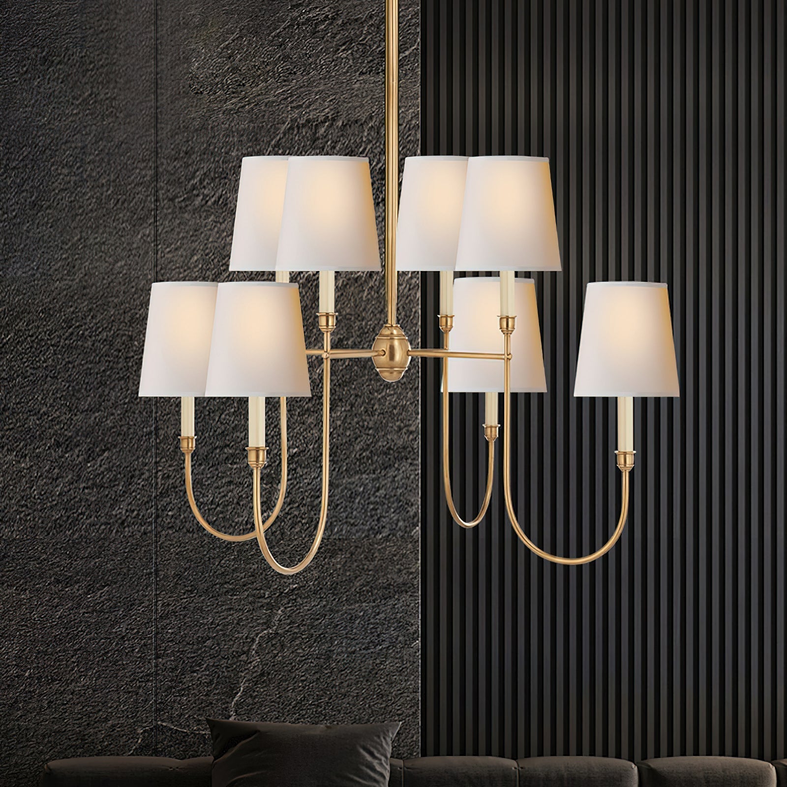 Silva Lampadario di Lusso in Ottone e Tessuto