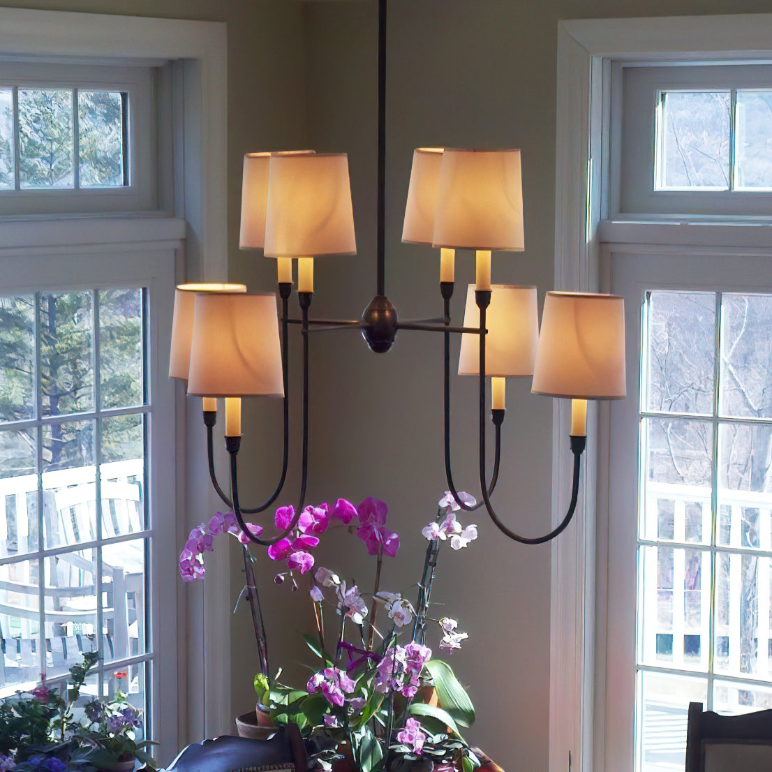 Silva Lampadario di Lusso in Ottone e Tessuto