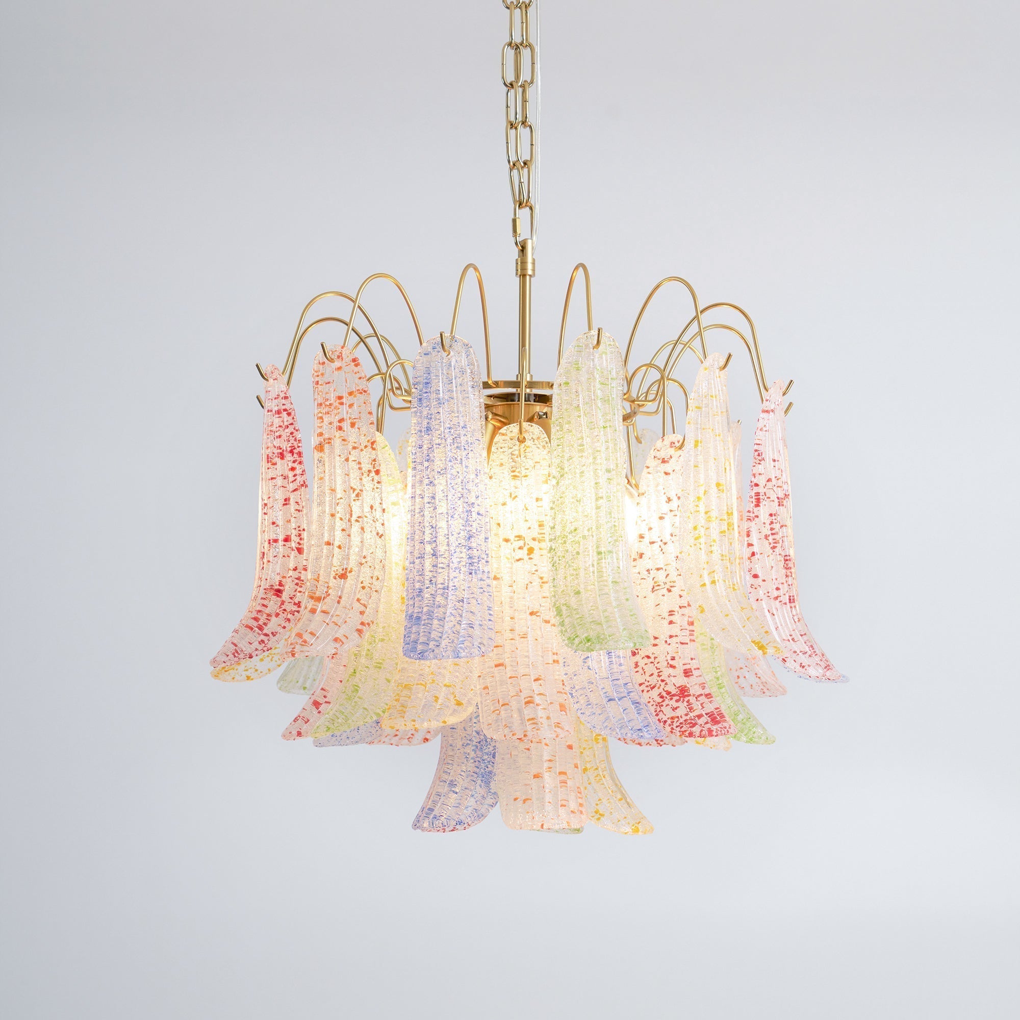 Chandelier Glass Petals Metal Frame Colorful Artistic Ambience - Letslighting