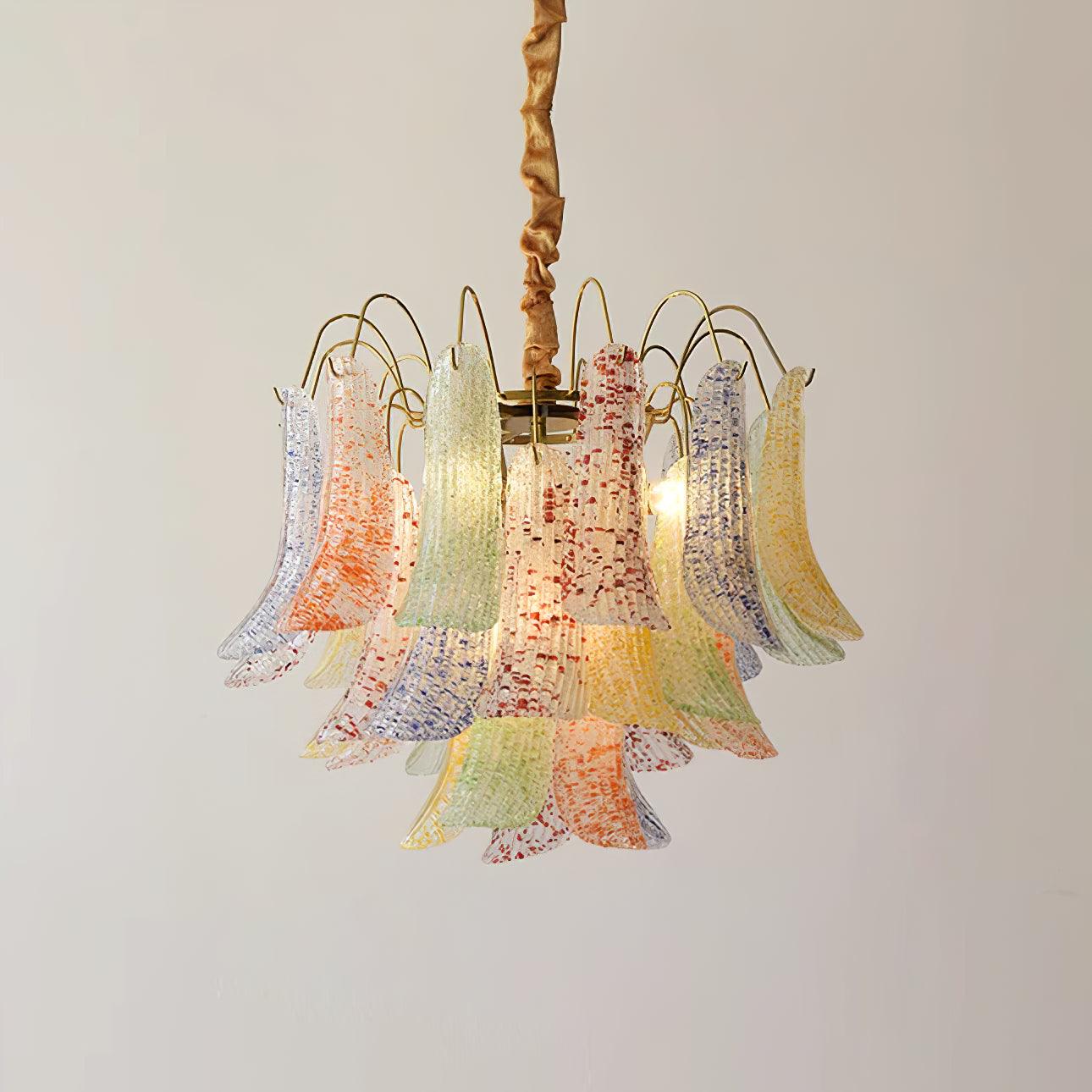 Chandelier Glass Petals Metal Frame Colorful Artistic Ambience - Letslighting
