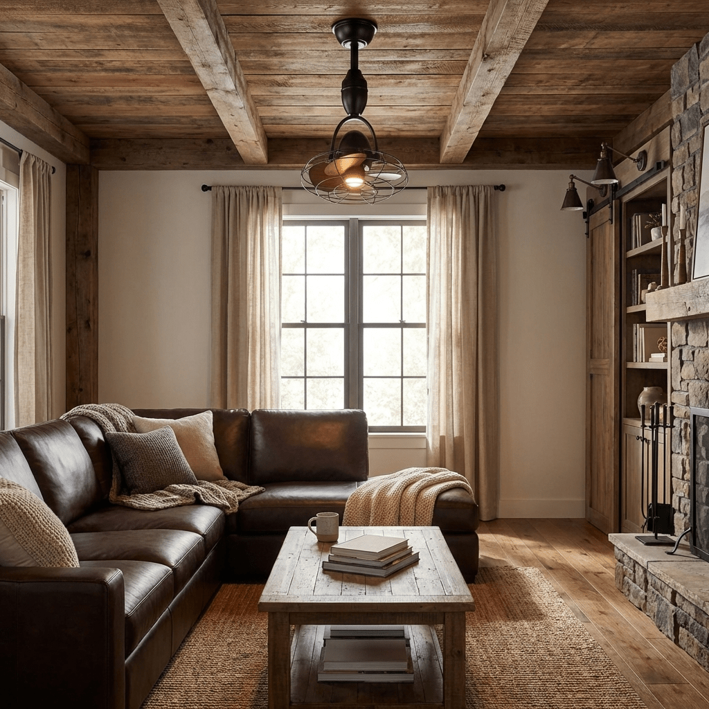 Ventilatore da Soffitto Industriale Classico Winston che mostra le sue dimensioni compatte e il montaggio a soffitto