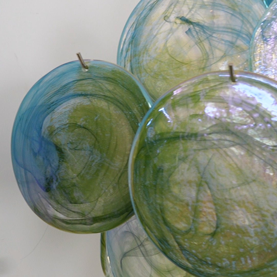 Aurora Chandelier Green Murano Glass Disc Nature - Blowlighting