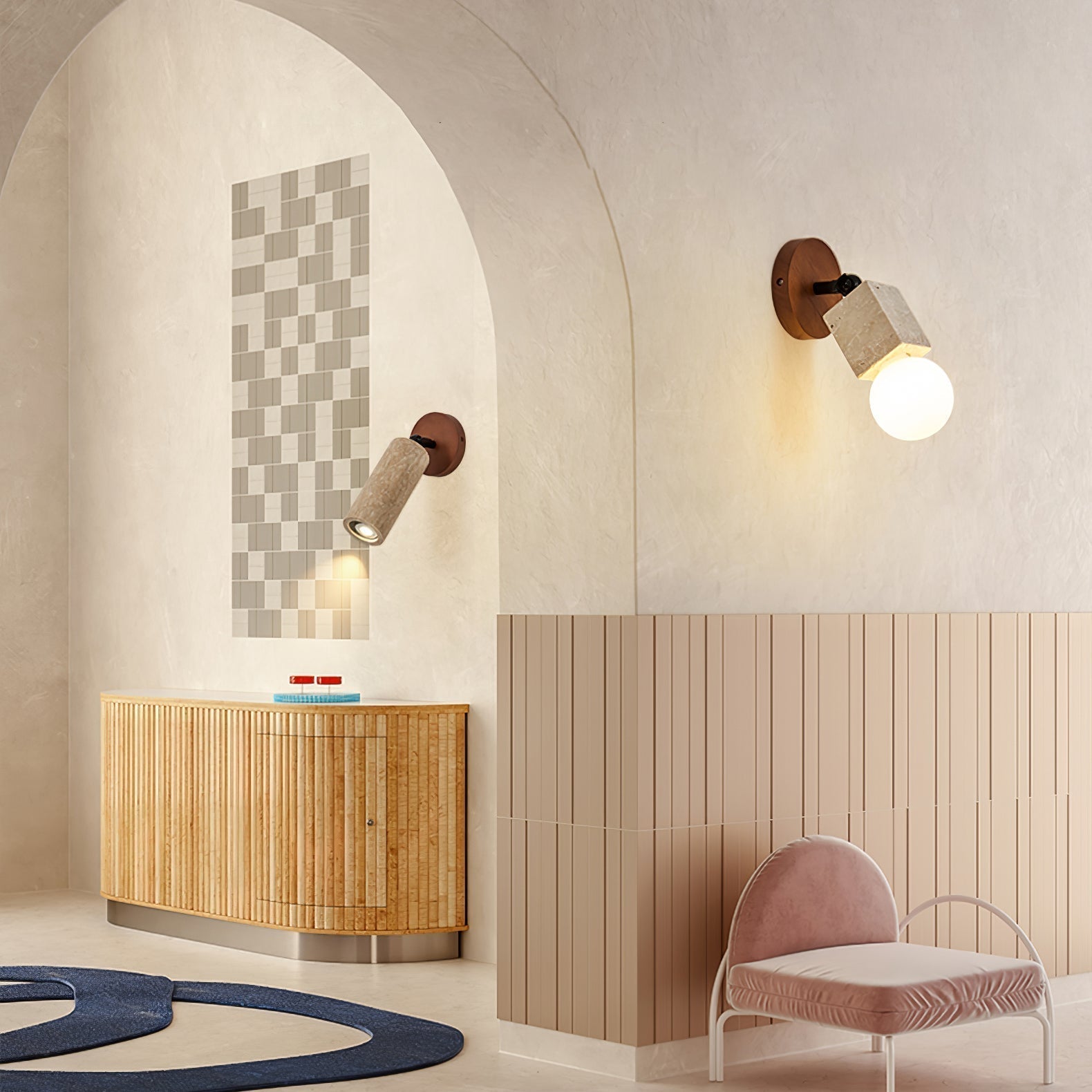 Zarinila Cylindrical-Tube Travertine Wall Light SEO Title - Neutralighting