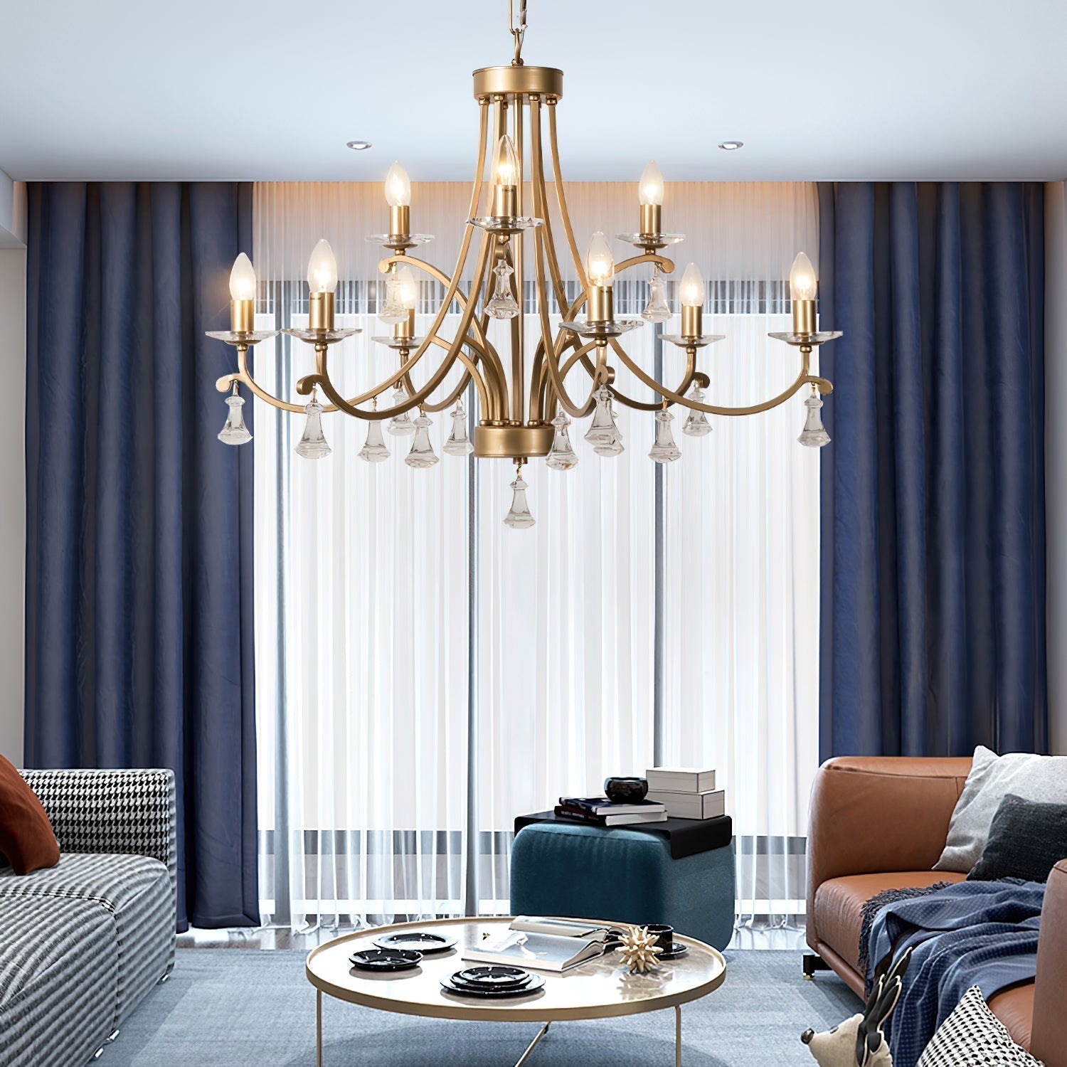Cuvenara Postmodern Luxury Brass Crystal Chandelier - Lamp Copper