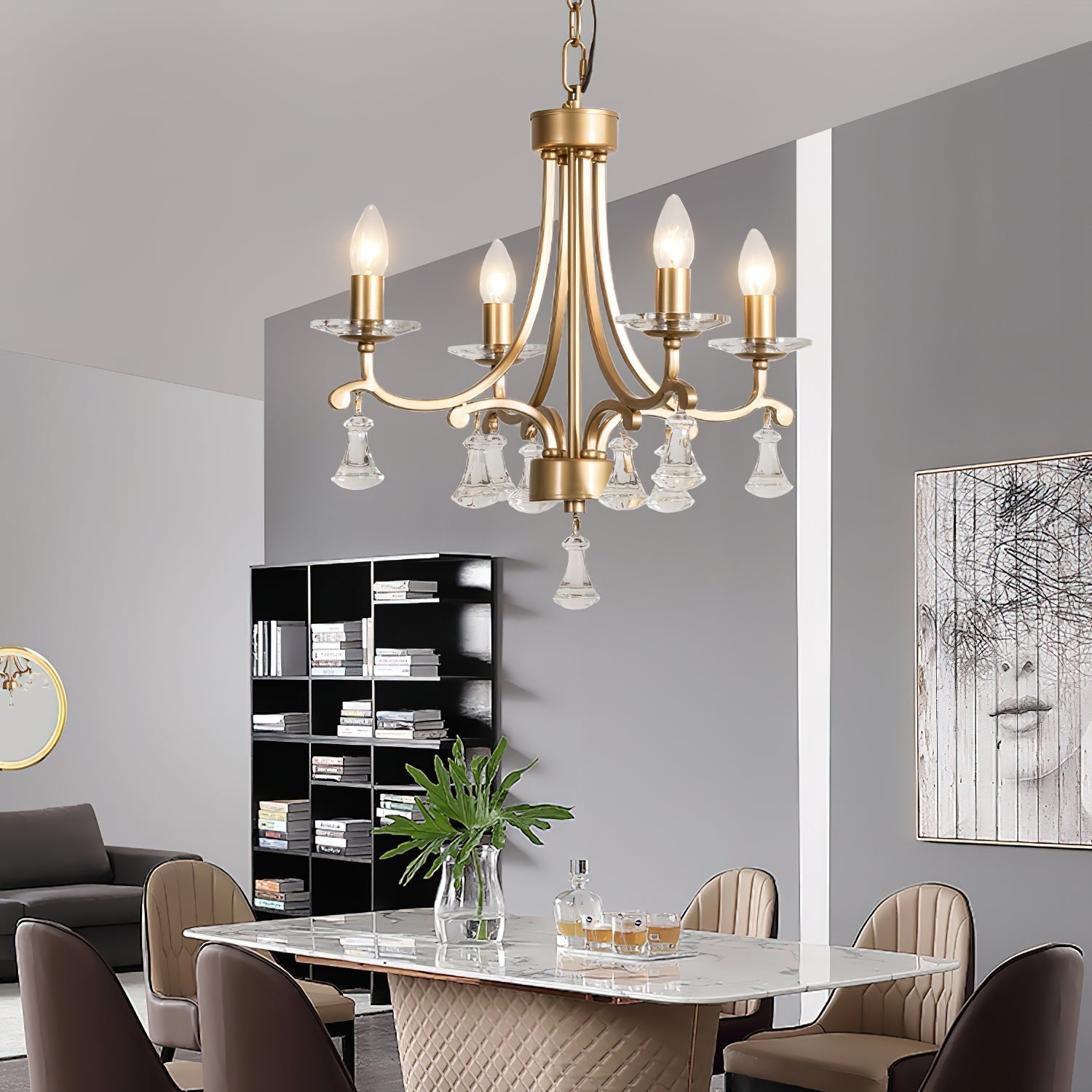 Cuvenara Postmodern Luxury Brass Crystal Chandelier - Lamp Copper