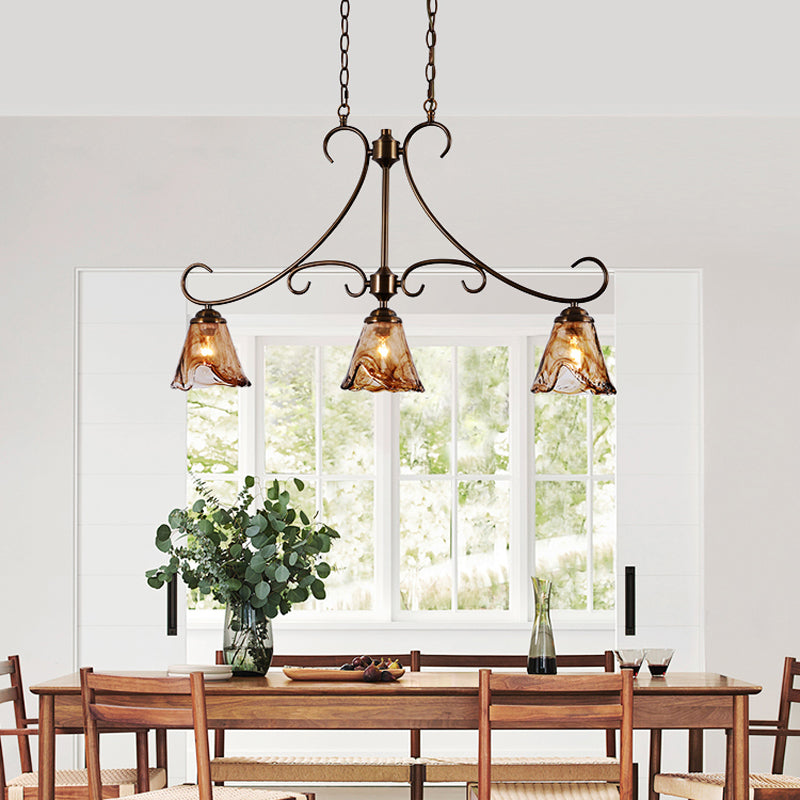 Aloror Vintage Industrial Island Brass Glass Pendant Lamp - Lamp Copper