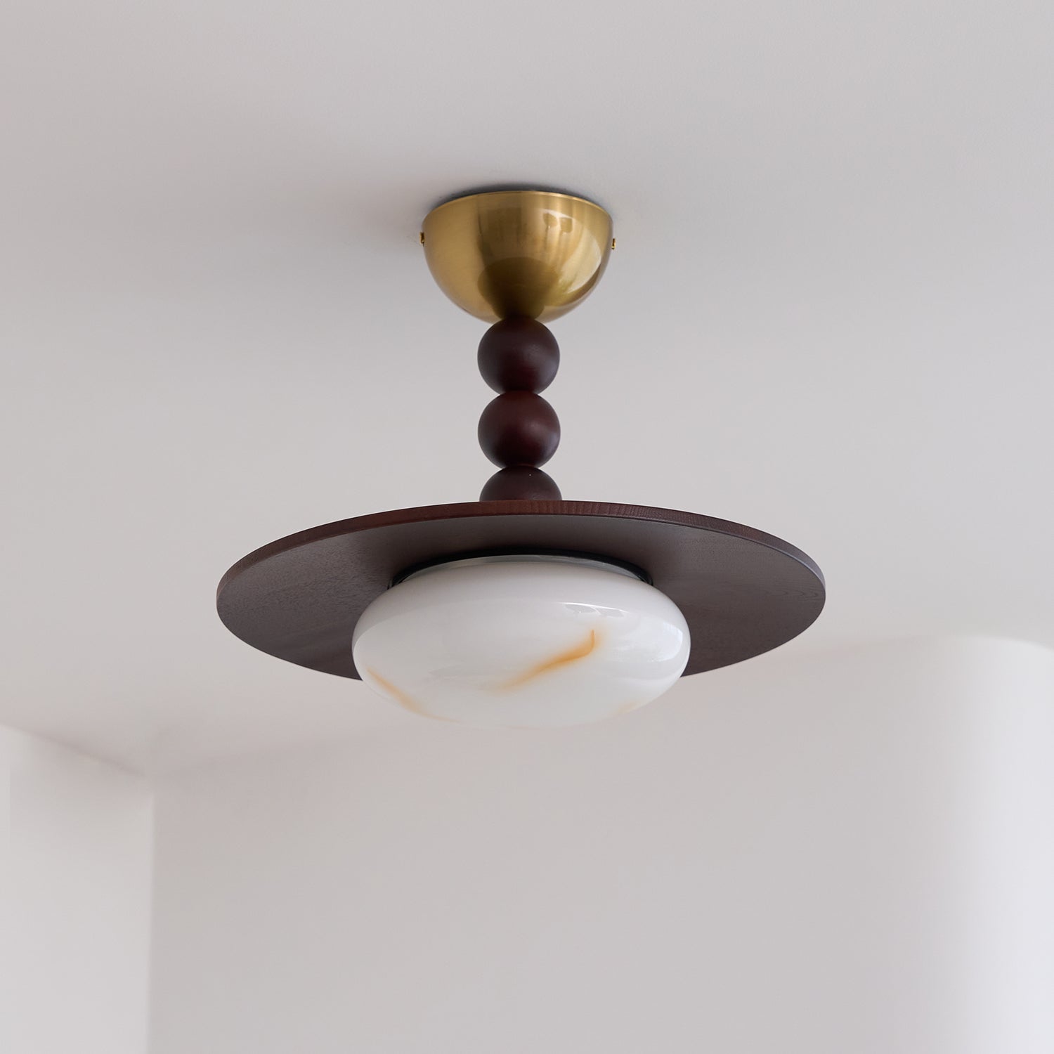 Muto Lampada da Soffitto Colore Noce e Bianco Imitazione Alabastro