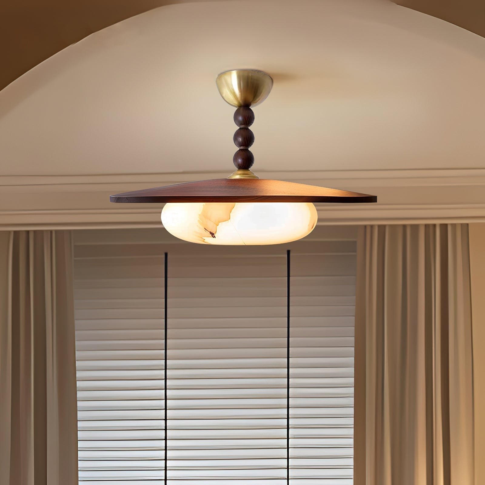 Muto Lampada da Soffitto Colore Noce e Bianco Imitazione Alabastro