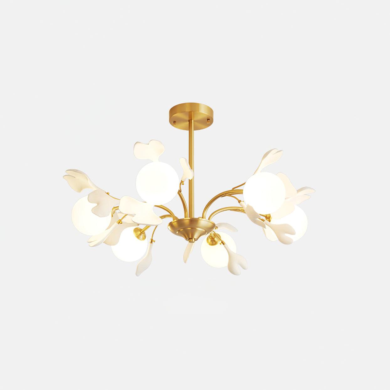 Ginkgo Leaf Chandelier with Frosted Glass Globes - Letslighting