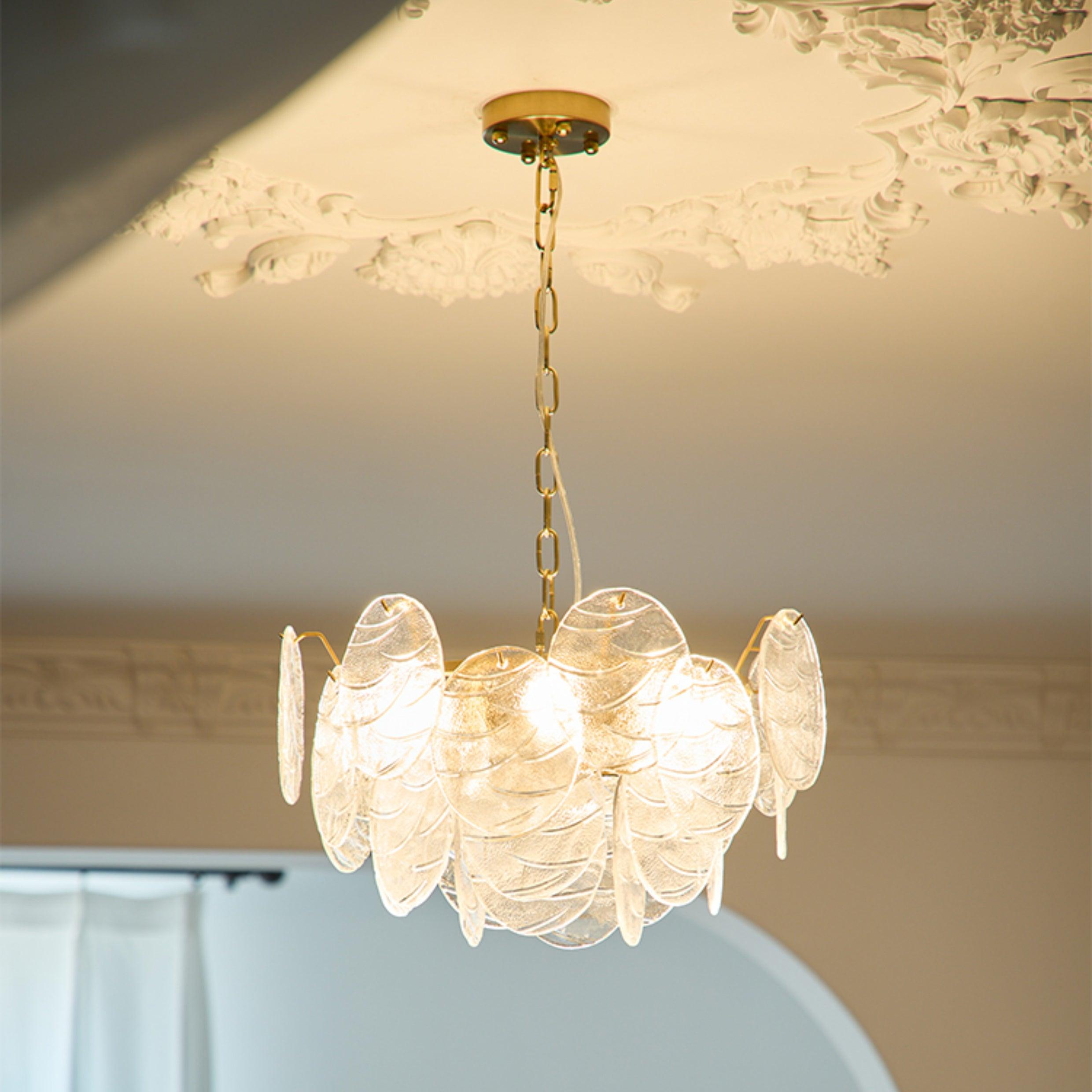 Chandelier Glass Discs Metal Frame Gold Finish Victorian - Letslighting