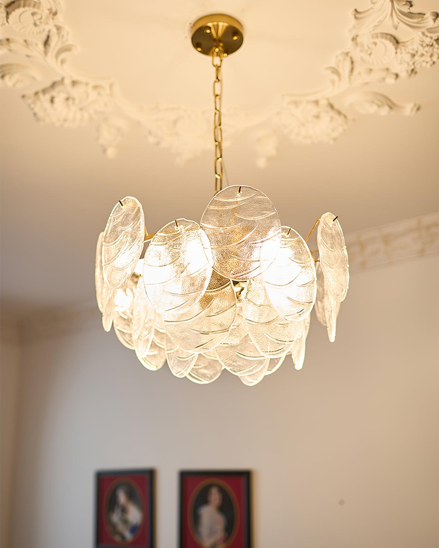 Chandelier Glass Discs Metal Frame Gold Finish Victorian - Letslighting