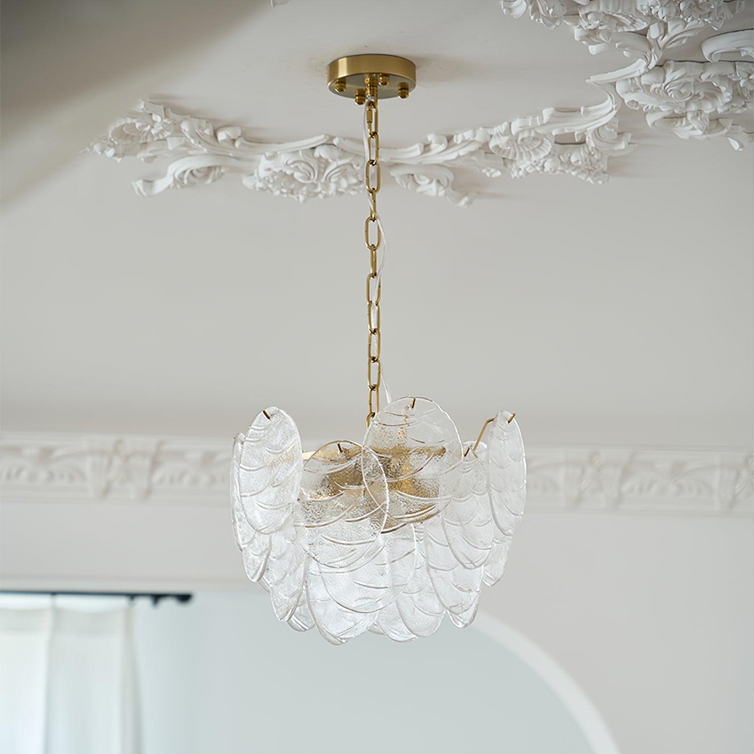 Chandelier Glass Discs Metal Frame Gold Finish Victorian - Letslighting
