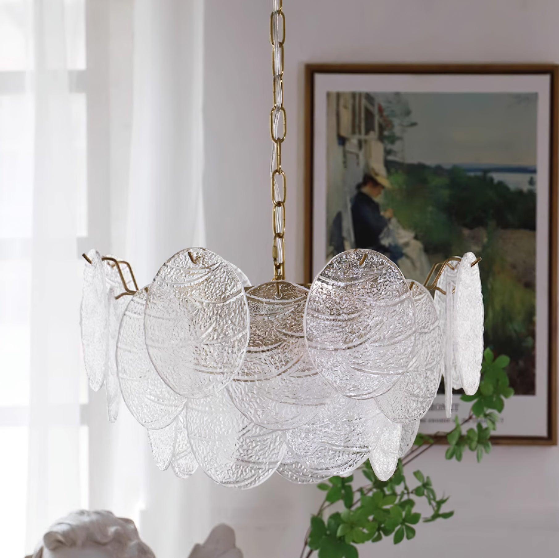 Chandelier Glass Discs Metal Frame Gold Finish Victorian - Letslighting