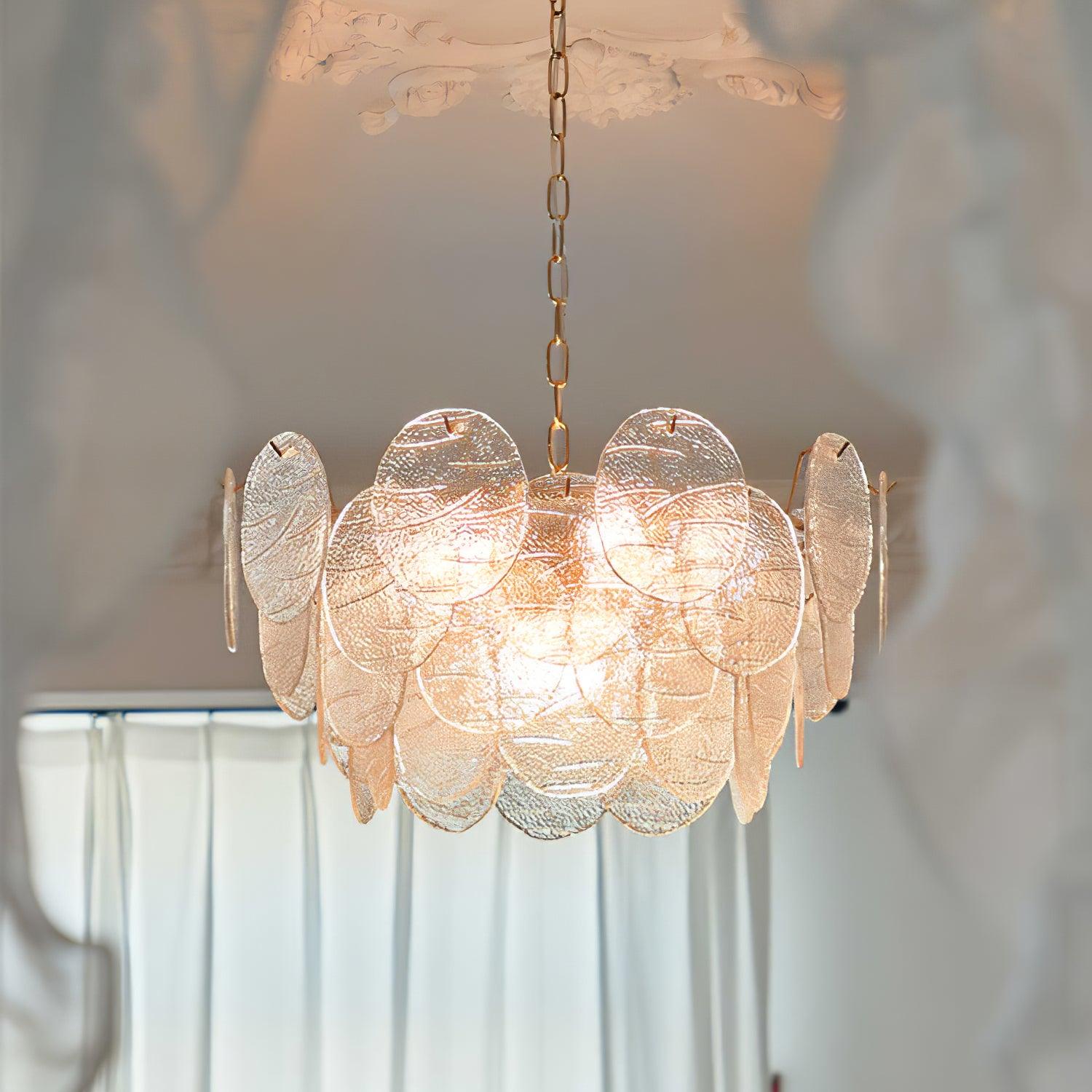 Chandelier Glass Discs Metal Frame Gold Finish Victorian - Letslighting